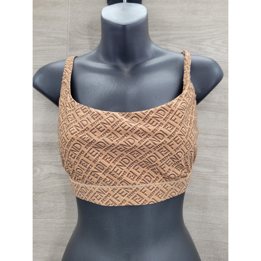 FENDI x SKIMS Scoop Bralette Women's 2X Brown Logo Limited Edition